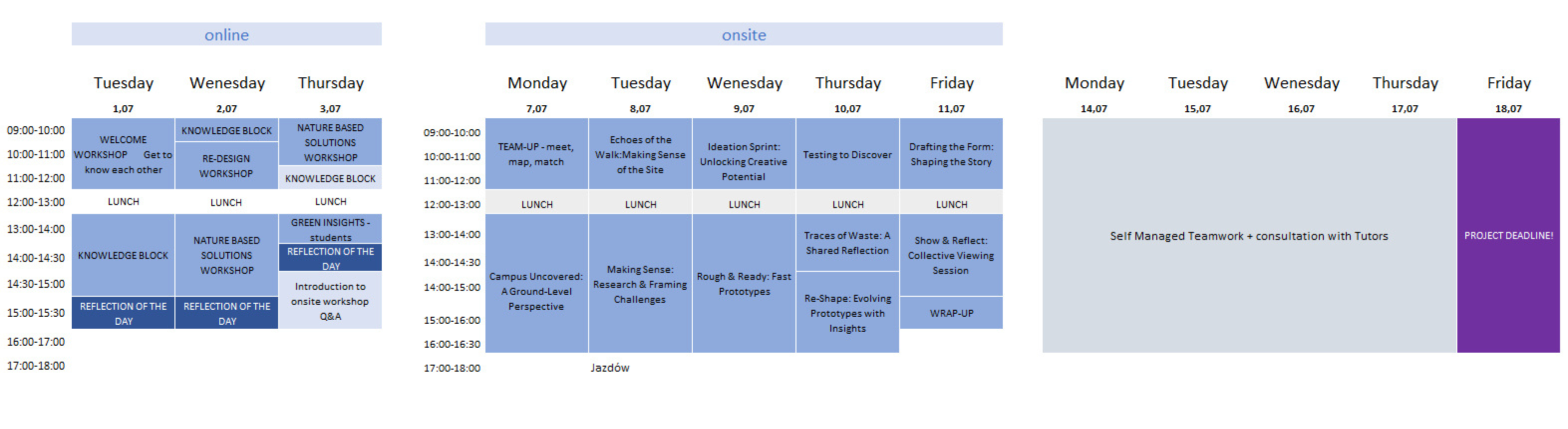 Summer School Timetable